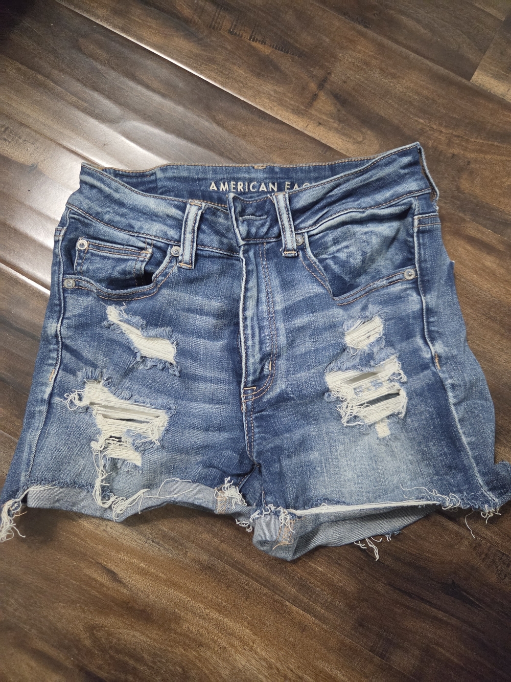 American Eagle Outfitters Ripped Light Blue Denim Shorts